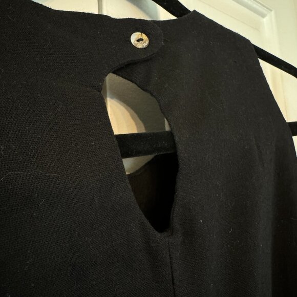 Black Linen Blend Shift Dress with Pockets - Picture 5 of 5